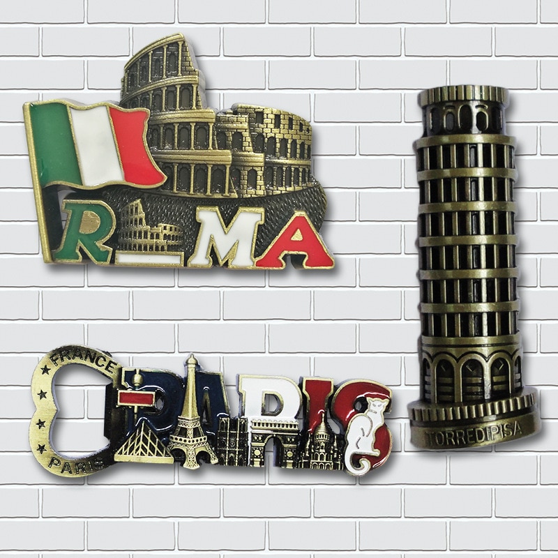 Metal Fridge Magnet 3D Eiffeltower French Paris Building Model Refrigerator Magnets Home Decor Removable Kitchen Magnet Sticker
