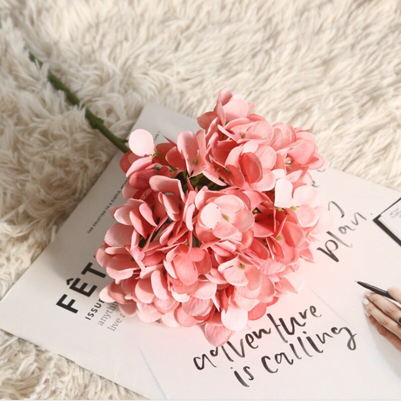 5 kunstige hortensia buketter bryllupsdekorasjon blomster hjem diy innendørs møbler blomsteroppsats fotorekvisita jul: 7