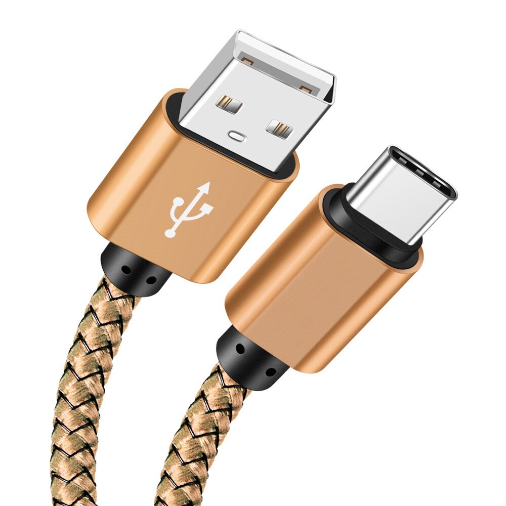 2M Nylon Kabel USB Typ C Daten Kabel 2A Schnelle Ladegerät Für Samsung Galaxis A71 A80 A40 A20 Tab EINE 8 ) Tab EINE 10,1 HTC 10 U11 leben: Gold / 100 CM