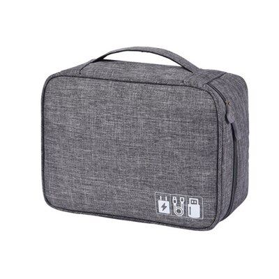 Multifunction Digital Accessories Receiving Bag Waterproof Polyester USB Cable Charger Mobile Power Travel Packing Organizer: gray