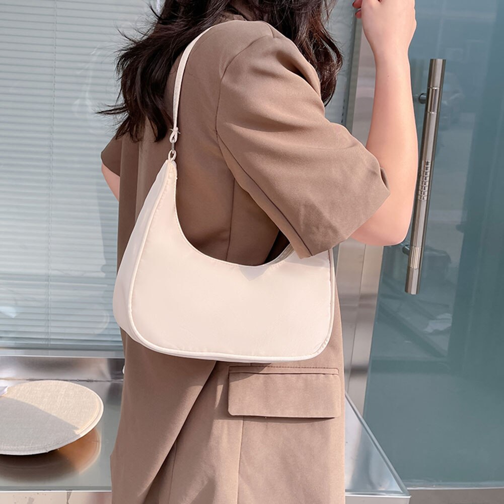 Mode Vrouwen Pure Kleur Schouder Onderarm Zwervers Zakken Casual Dames Rits Kleine Portemonnee Top-Handvat Handtas Voor Vrouwen trend