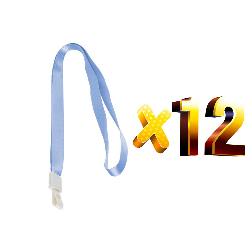 Lot 12pcs Color ID Card Holder Lanyards Soft Hook Badge Holder Strap Safe Neck Hanging Rope Wide Lanyard: Light BLue Lanyard