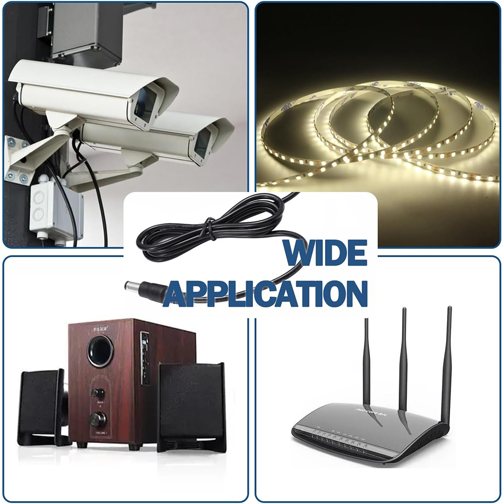 DC 12V Monitor Connector 0.5m 1m 2m 2m 3m 5m 5m 10m 5.5mm*2.1mm Extended Wire Power Supply Cable for CCTV Security Camera Router