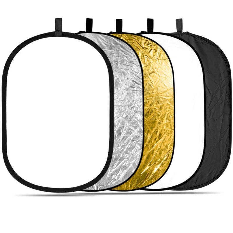 WRUMAVA 60x90 cm (24"x36") 5-in-1 Foldable Oval Studio Photo Collapsible Multi-Disc Light Photographic Lighting Reflector