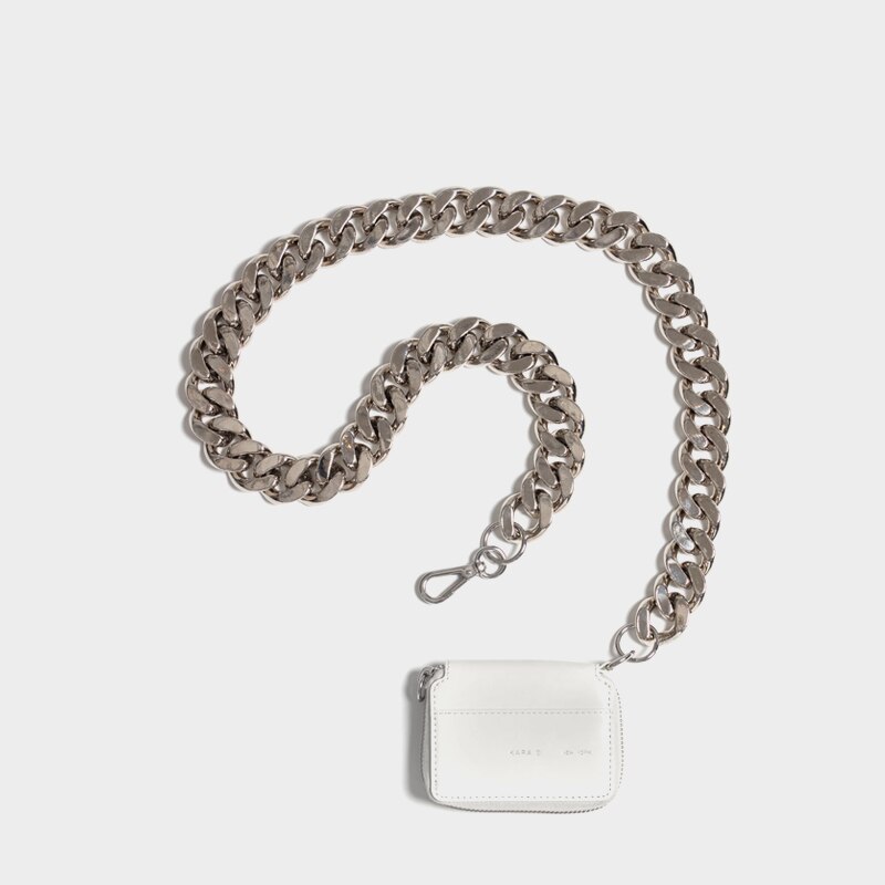 Dikke ketting schoudertas mini borsttas dames crossbody mobiele telefoon portemonnee kleine kaarthouder  a070: Wit