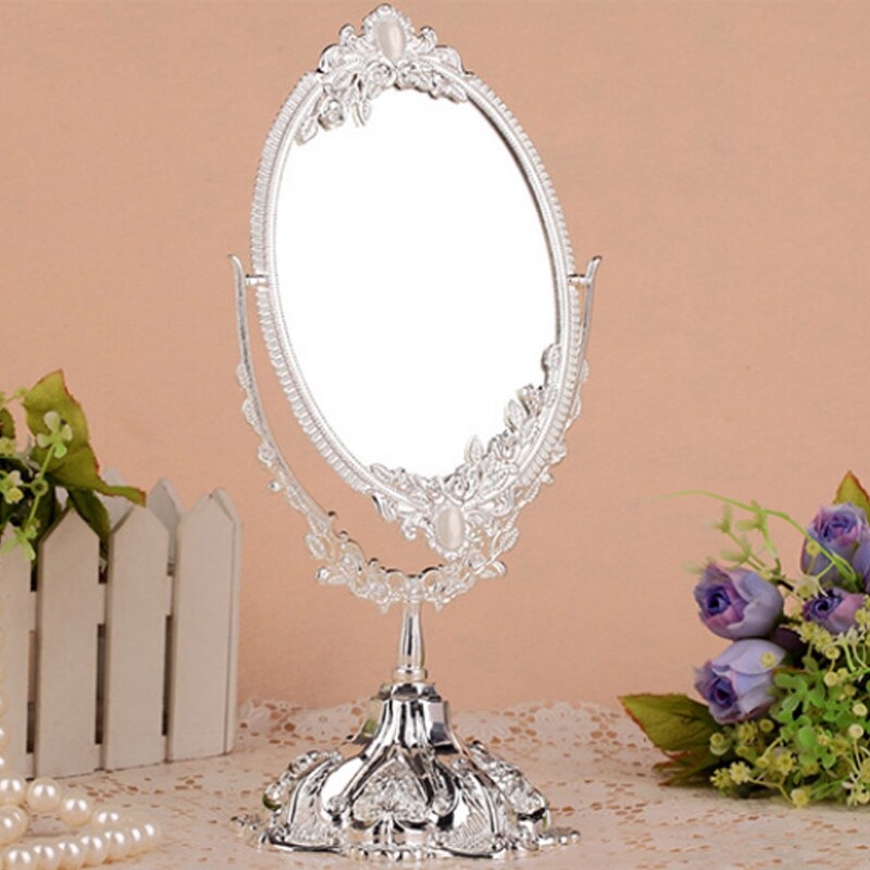 Specchio per trucco da tavolo Vintage doppio lato rotante europeo decorazioni per la casa principessa specchio cosmetico cornice Decor tavolo specchi da toeletta: 1