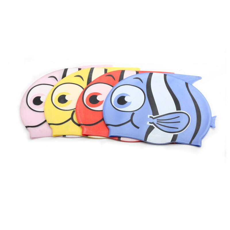 Casquette de piscine pour enfants, étanche, élastique, en Silicone, protection des oreilles, garçons et filles, chapeau de plongée, dessin animé, poisson Tropical