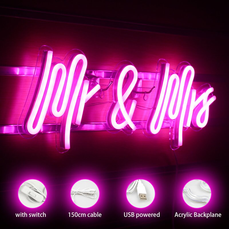 Ineonlife Neon Sign Mr En Ms Voor Party Muur Decor Neon Borden Voor Slaapkamer Meisje Anniversary Party Valentineday Bruiloft decor
