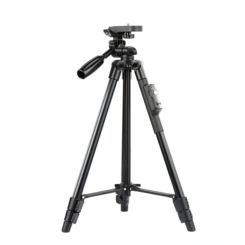 Selfie Video YUNTENG VCT 5208 RM Aluminum Tripod with 3-Way Head & Bluetooth Remote for Camera Phone Holder Clip