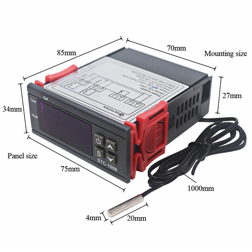 Digital Temperature Controller Thermostat Thermoregulator Incubator Relay LED 10A Heating Cooling STC-1000 STC 1000 12V 24V 220V