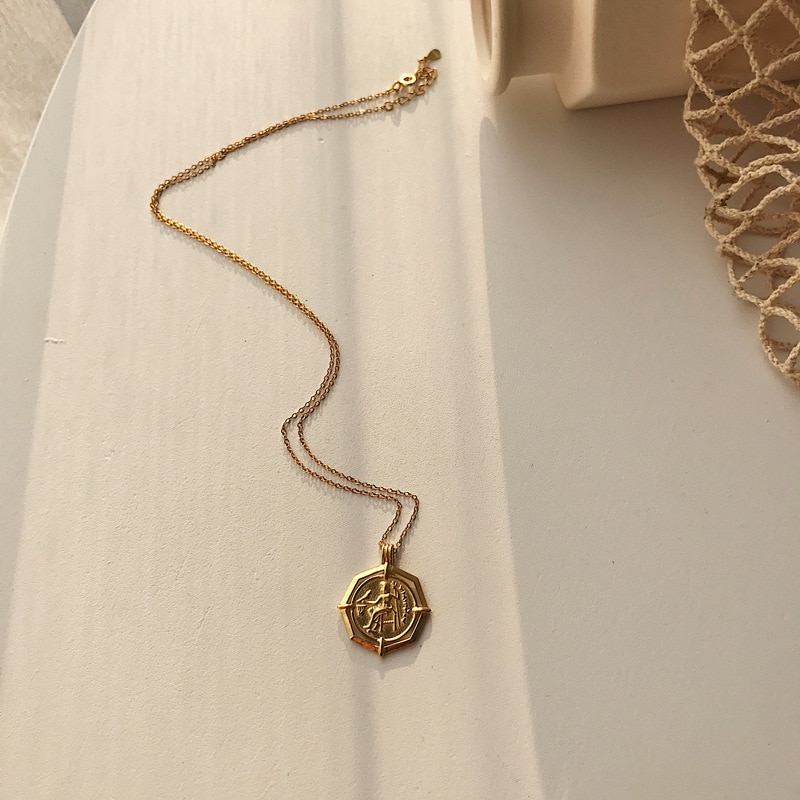 Louleur guld 925 sterling silver halsband rom retro mynt hänge halsband för kvinnor silver 925 fina smycken berlocker matchande
