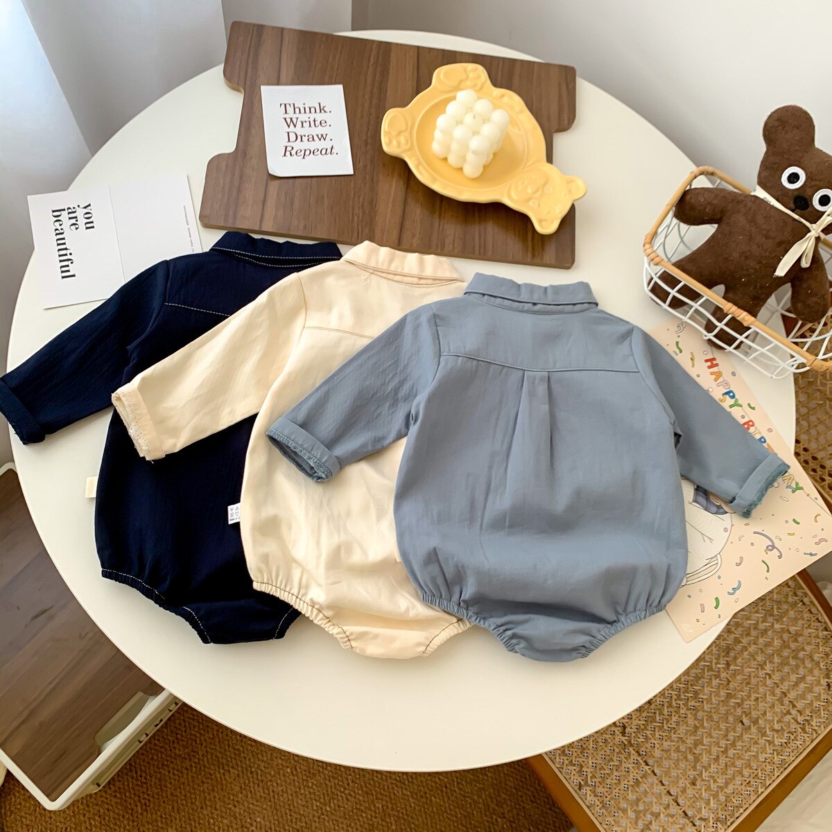 9763B Baby Kleding Jongen Bodysuit 2022 Baby Knappe Gentleman Strikje Shirt Klimmen Pak 100 Dagen Party Kleding