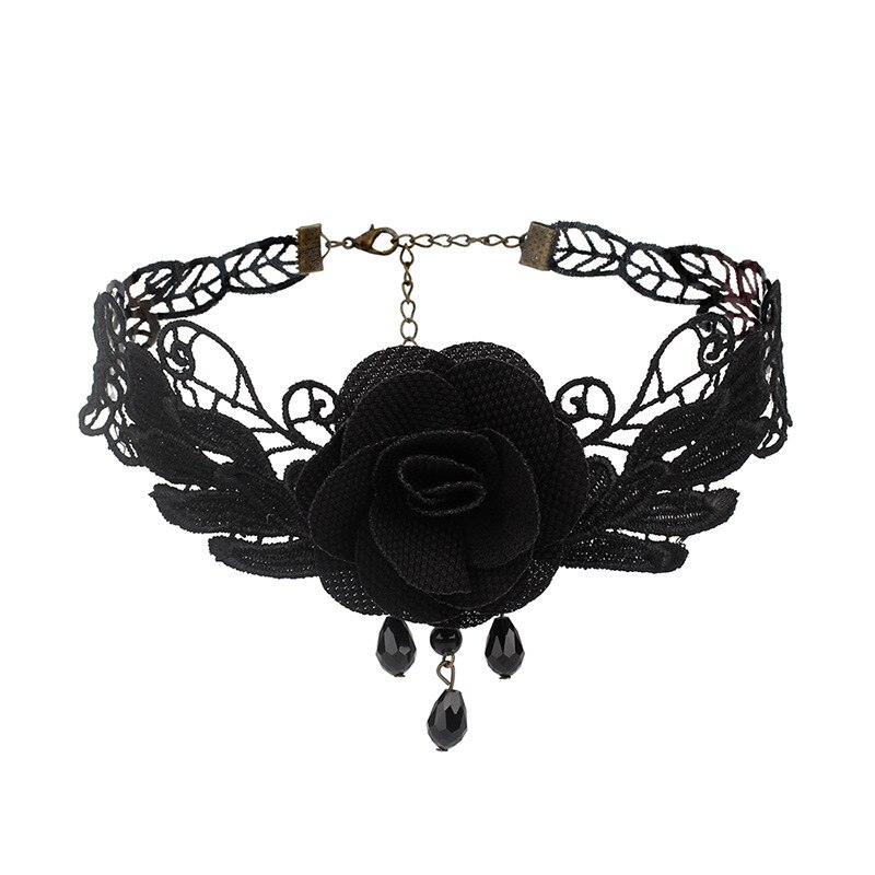 Gothic Lock Chain Necklace Multilayer Punk Choker Collar Goth Pendant Necklace Women Black Leather Emo Tassel Witch Rave Jewelry: 3