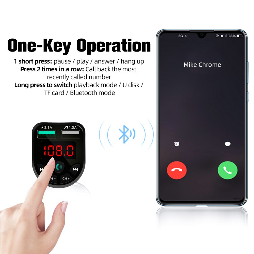 Auto Bluetooth 5,0 MP3 Spieler Auto Ladegerät Bluetooth Empfänger U Festplatte Dual USB Schnelle Ladung Freisprecheinrichtung Audio- Empfänger Auto Zubehör