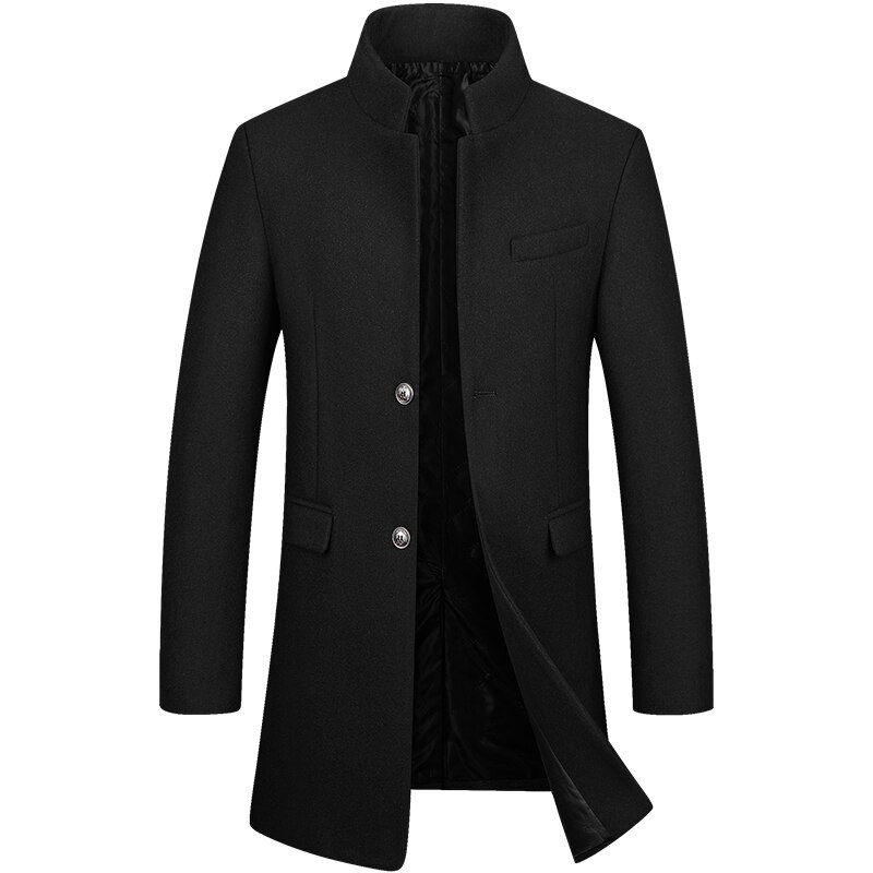 Herre frakke vinter, herre peacoat, herre kashmir, herre uld frakke, uld frakke herre, herre ulden overfrakke, herre frakke, vinter uld frakke herre: Sort / Xxxl