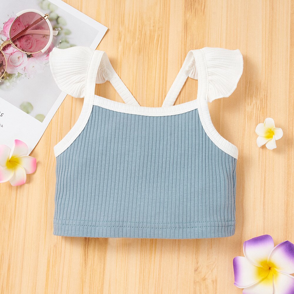 0-18M Ruches Meisjes Kleding Set Zachte Leuke Mouwloze Tops Shorts 2 Stuks Zomer Baby Meisjes Kleding Outfits