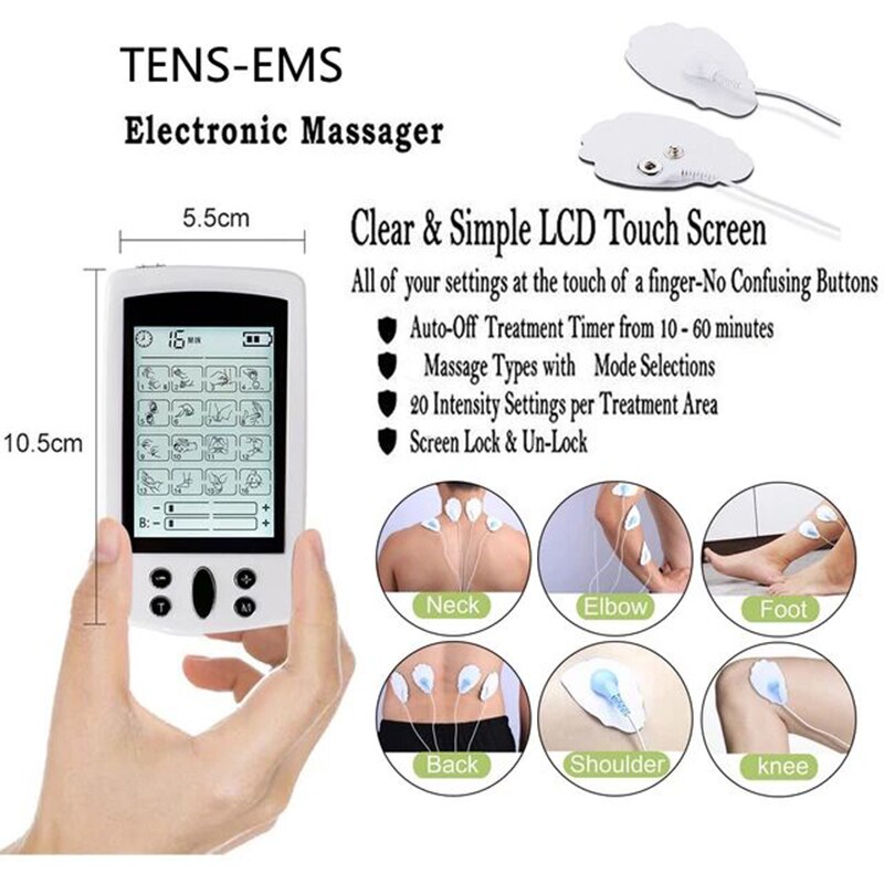 Electric Pulse Massager Tens EMS Muscle Stimulator 16Modes Digital Therapy Machine Massager Pain Relief Tool Health Care Machine