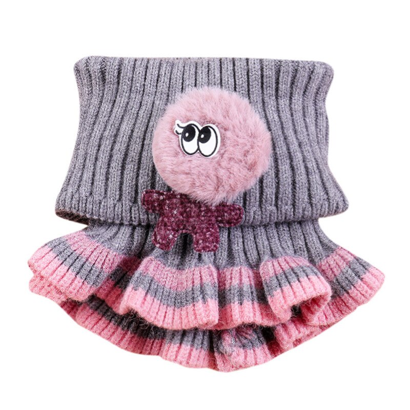 Bufanda de lana tejida para niños y niñas, cuello de invierno, cuello de capucha, círculo, ganchillo, foulard #3O08