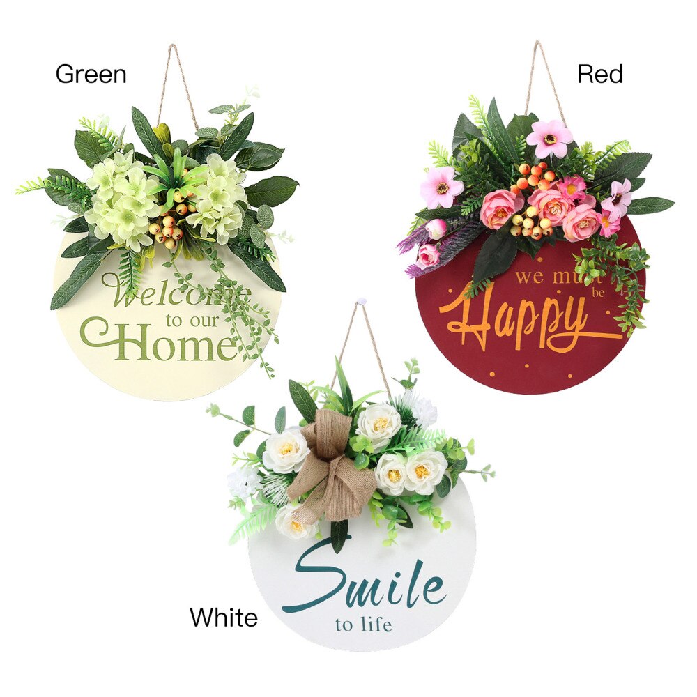 Spring Sunflower Wreath Wall Hanging Welcome Sign Wooden Signs Excellent Material Front Door Decoration Artificial Flower