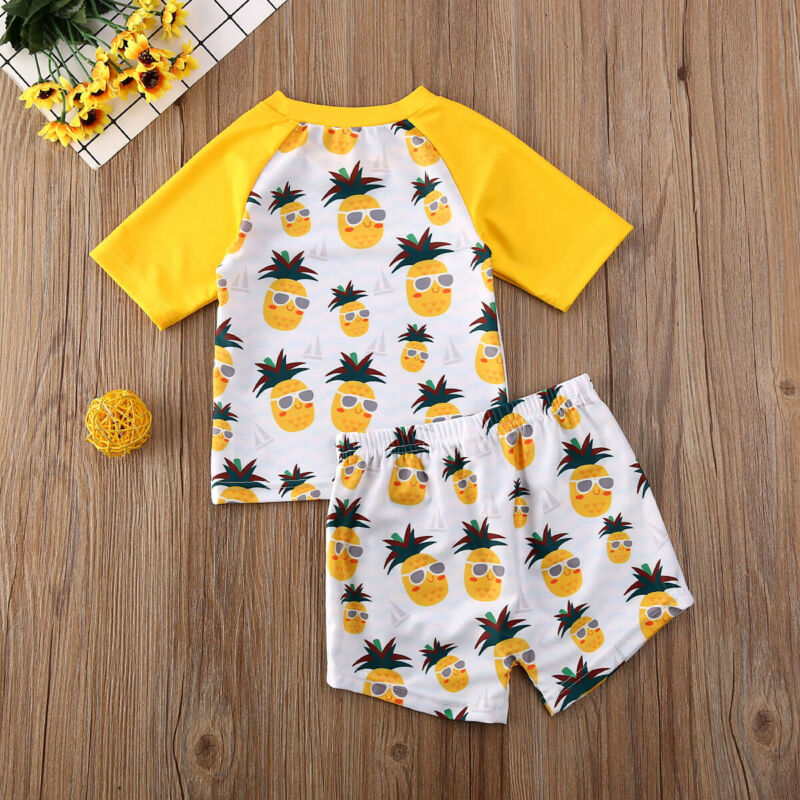 Jungen Bademode Kleinkind Baby Kinder Jungen Tops T-shirt Ananas Druck Shorts Badeanzug Outfits Set Kleidung