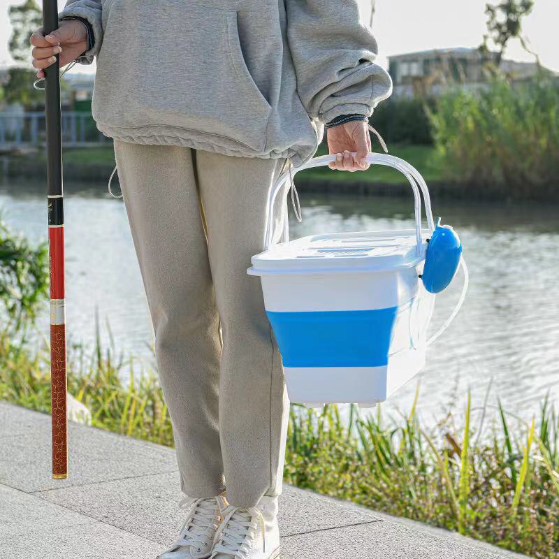 RQNQ 1Pcs 2021New 13L Multifunctional Silicone Folding Bucket, Silicone Fishing Bucket With Lid, Foldable Laundry Bucket