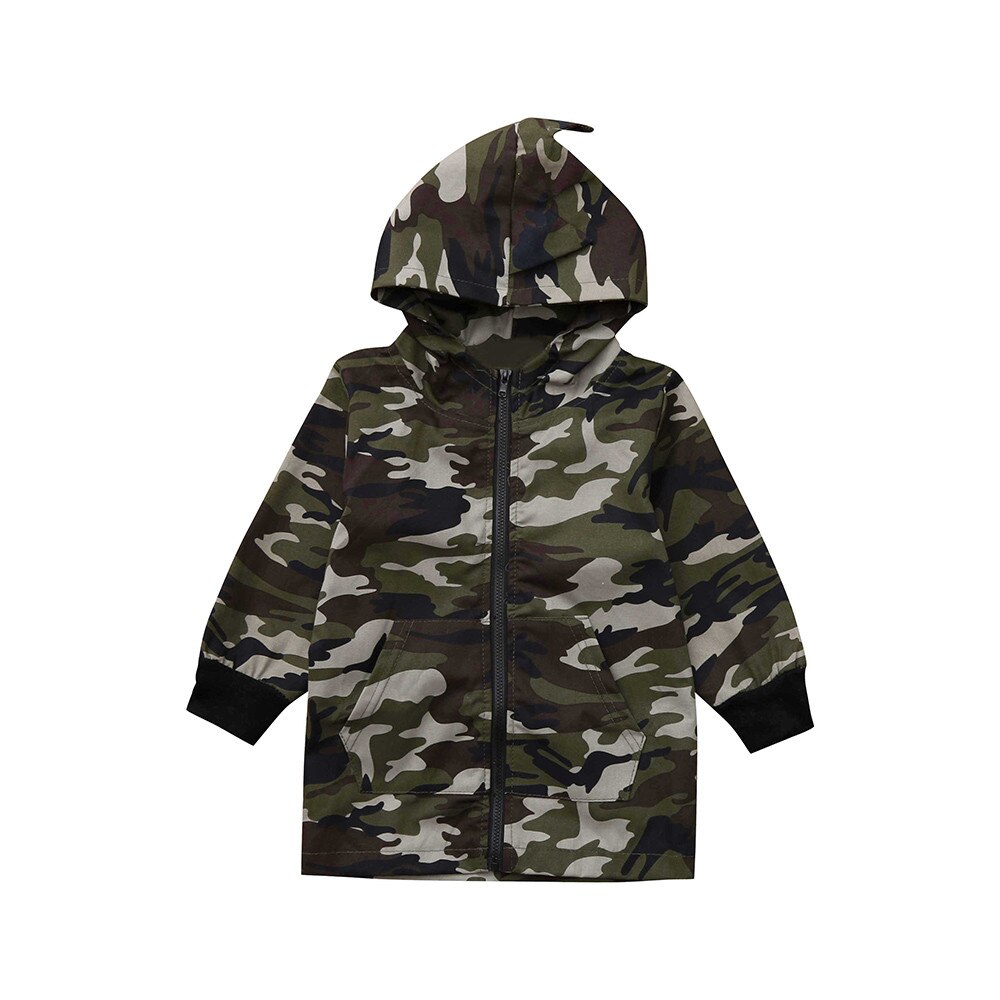 Kids Baby Jongen Toevallige Peuter Kid Baby Boy Camouflage Jas Dinosaurus Rits Jas Top Hooded Uitloper Jas Kleding Windjack: 12m
