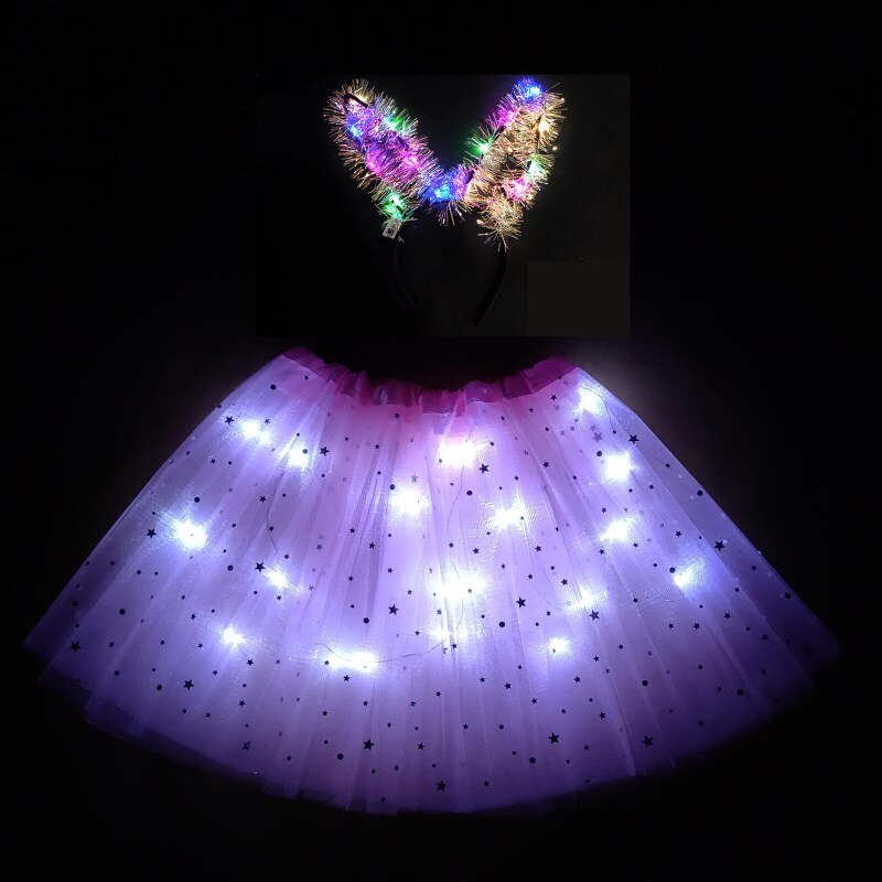 8-12t børne- og piger lysende nederdel led kort nederdel fluffy kort nederdel mærkelig kort nederdel skinnende nederdel hvid nederdel