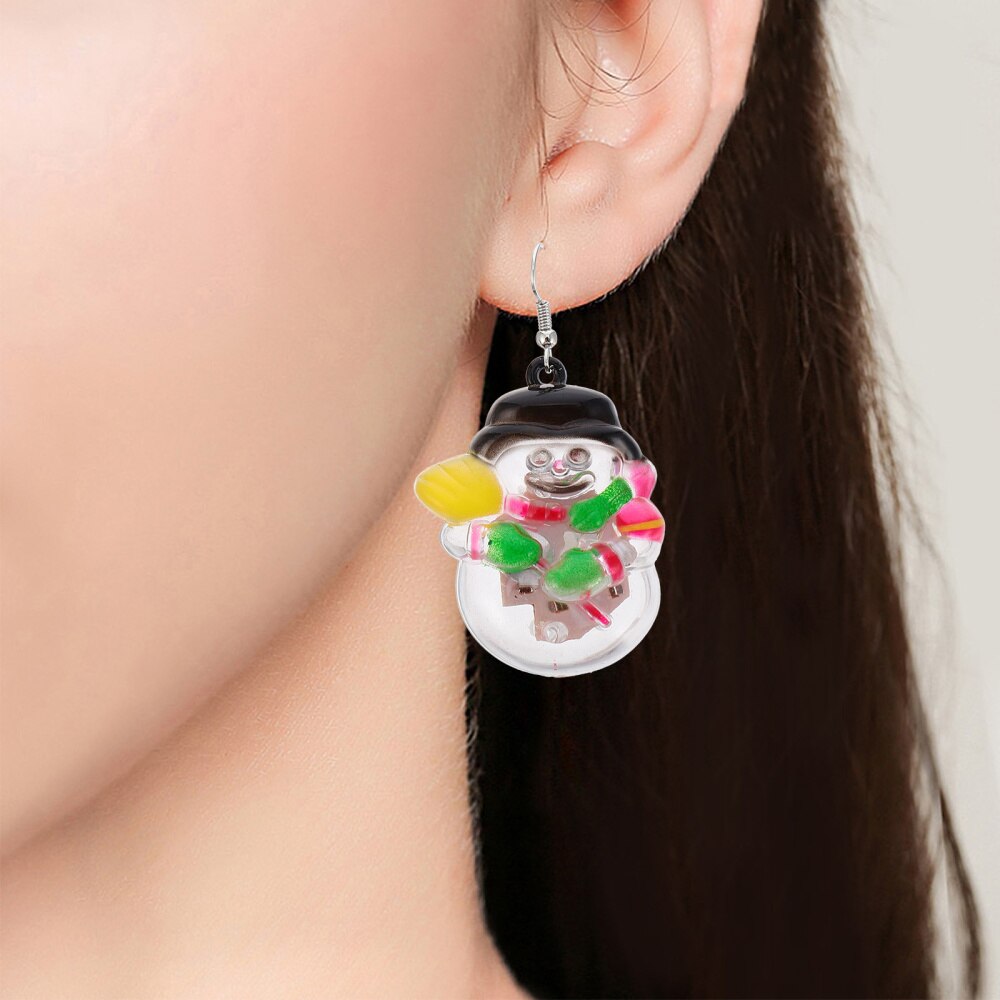 4 Pairs of Christmas Earring Decor LED Earrings Cartoon Earrings Light Up Earring Earrings for Girl Lady Women Xmas