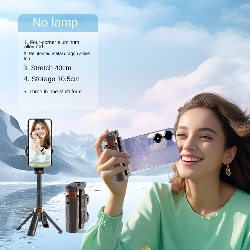 360 Degree Rotation Selfie Stick Scalable Portable Mobile Phone Camera Stand Bluetooth Height Adjustable Flat-standing Quadripod: Blue