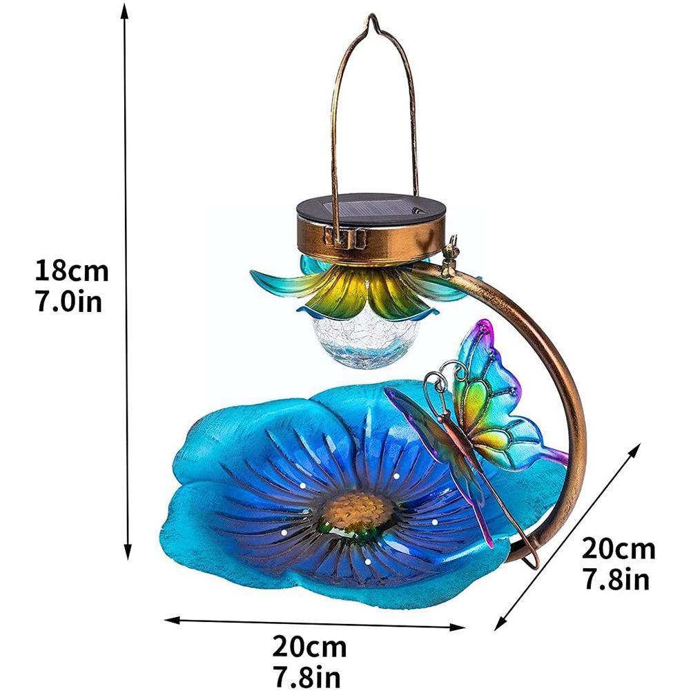 Solar Powered Bird Bath For Outside Hanging Wild Bird Feeder Seed Tray Outdoor Birdfeeder Solar Garden Light Decorative F7Y3