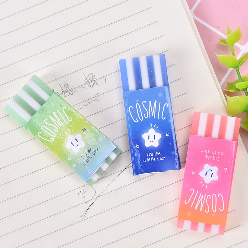 Star Jelly Stripe Korean Pencil Rubber Erasers Stationery School Student Eraser Supplies 2.5cn*6cm