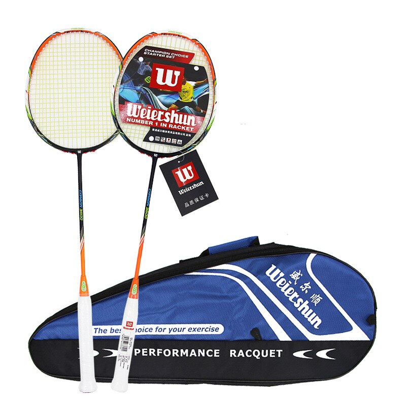 Weiershun Paired Badminton Racket 2600-A 3600 1900 1300 1100 Carbon Fibe Badminton Racket Beginner With Bag: 3600-A Orange