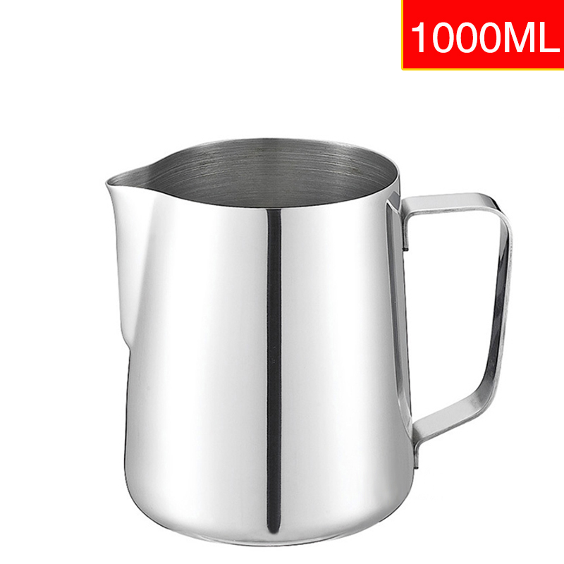 Stainless Steel Milk Frothing Jug Thick Coffee Milk Foamer Mugs Italian Latte Art Jug Milk Pitcher Frother Cup scale 350 -1000ml: 1000ml