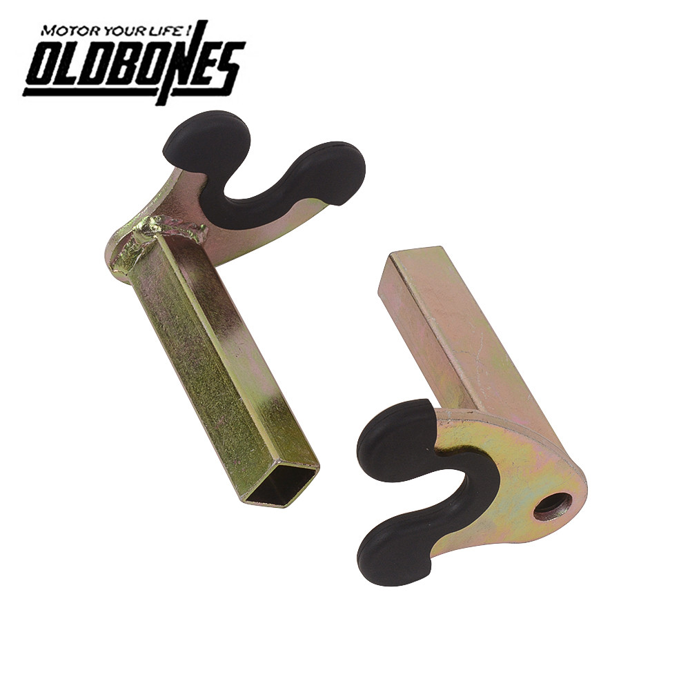 Oldbones 2 pçs motocicleta bicicleta stands roda suporte quadro braço oscilante elevador tripé ganchos gancho garfo u-estilo com borracha