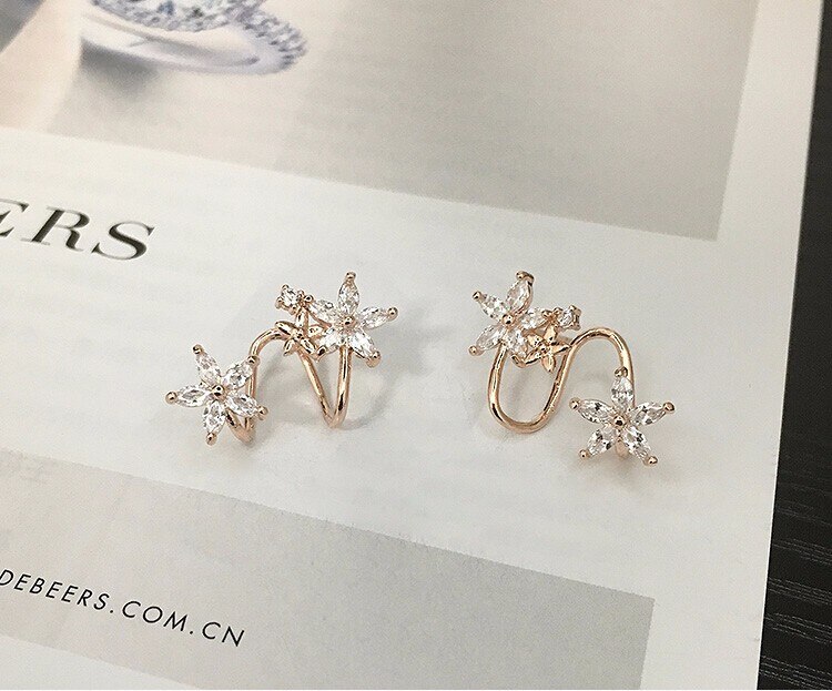 Novedad, pendientes de tuerca de Plata de Ley 925 con flor de estrella de cristal a la de , de Navidad antialérgicos