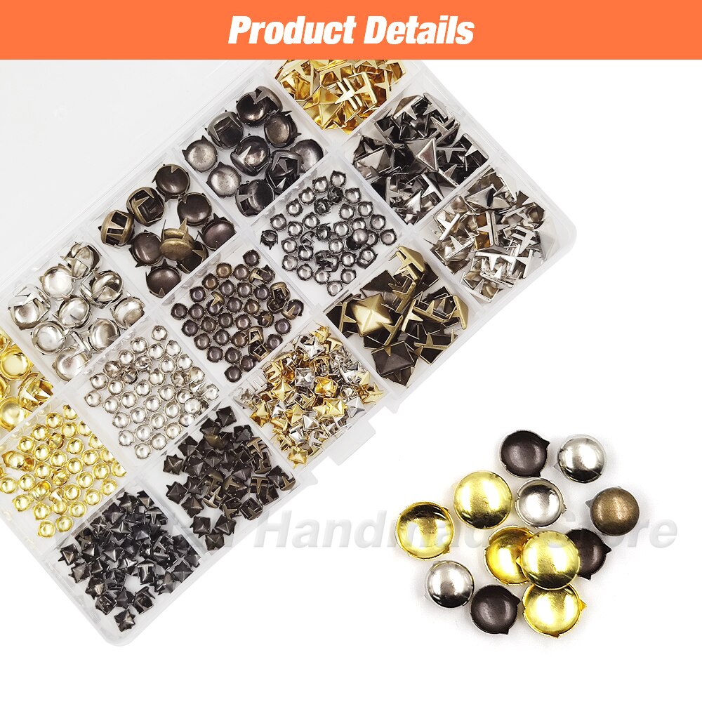 Moule en forme de dôme rond, Rivets, pointes, Kits de têtes de clous avec presse à main, Machine pour chaussures, sacs et vêtements, maroquinerie, 6/8/10/12mm