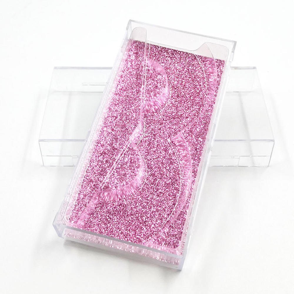 Portable vide étui à cils Transparent acrylique coque en diamant faux cils boîte de rangement en plastique boîte d'emballage de cils avec plateau: A