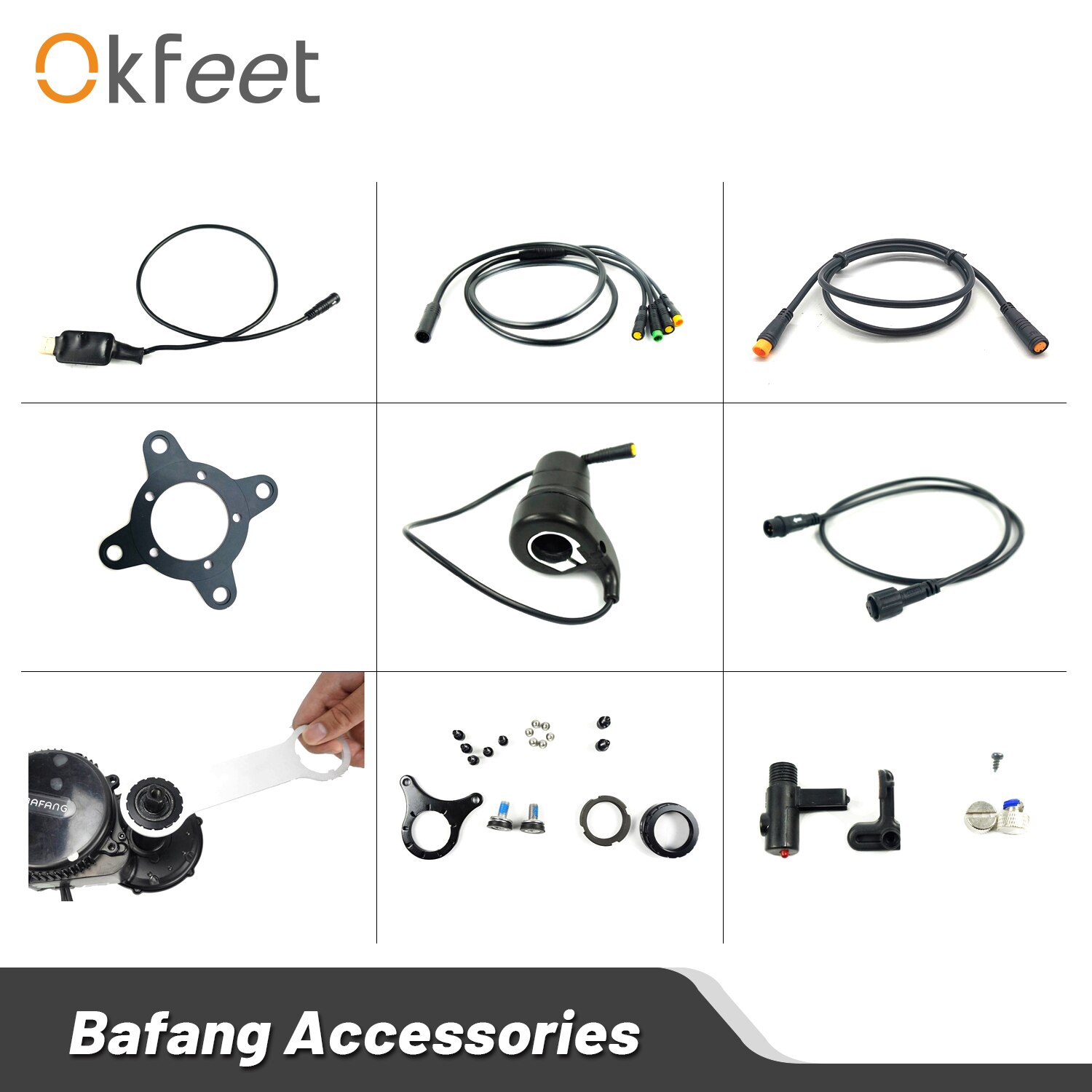 Electric E Bicycle Bike Parts BAFANG Mid Drive Motor Accessories Half Twist Thumb Finger Accelerator Throttle Programming Cabl