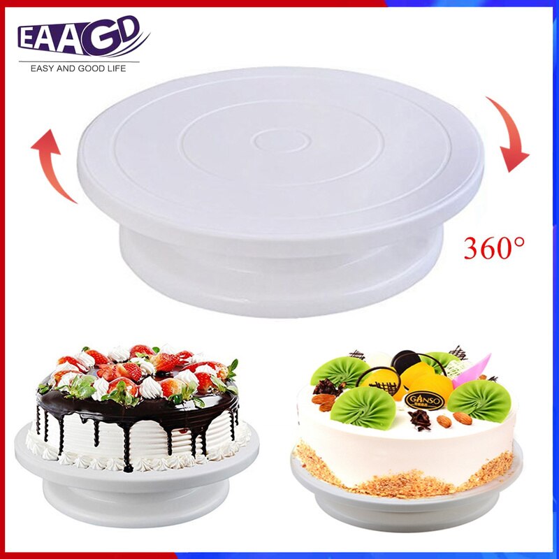 28Cm Plastic Taart Draaitafel 360 Roterende Cake Decorating Anti-Slip Ronde Taart Pannen Cake Draaitafel BK018
