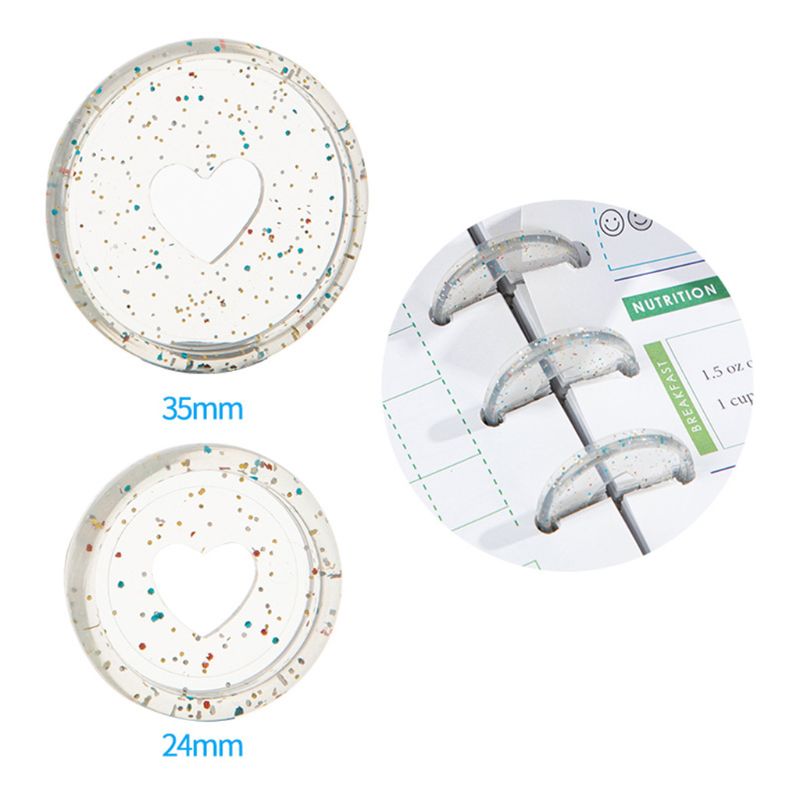 20 kpl glitter paljetti sydän kansio sormus sieni reikä irtolehtinen vihkon side dxab