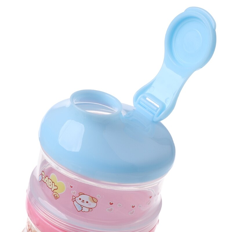 Conteneur de lait en poudre | Formule Portable, stockage des aliments dessin animé 4 couches de maquillage