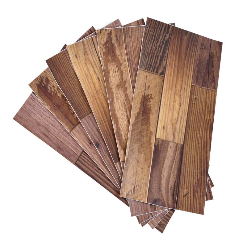 Wood Grain Tile Sticker 30x15cm Wood Wall Decals Anti Fading Peel and Paste Self Adhesive for Kitchen Bathroom Office