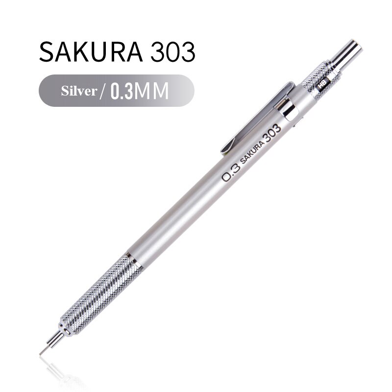 SAKURA metal muszla pisanie automatyczny ołówek automatyczny 0.3/0.5mm grafit opracowanie artykuły biurowe Sztuka materiały piśmienne XS-303/305: 0.3mm srebro