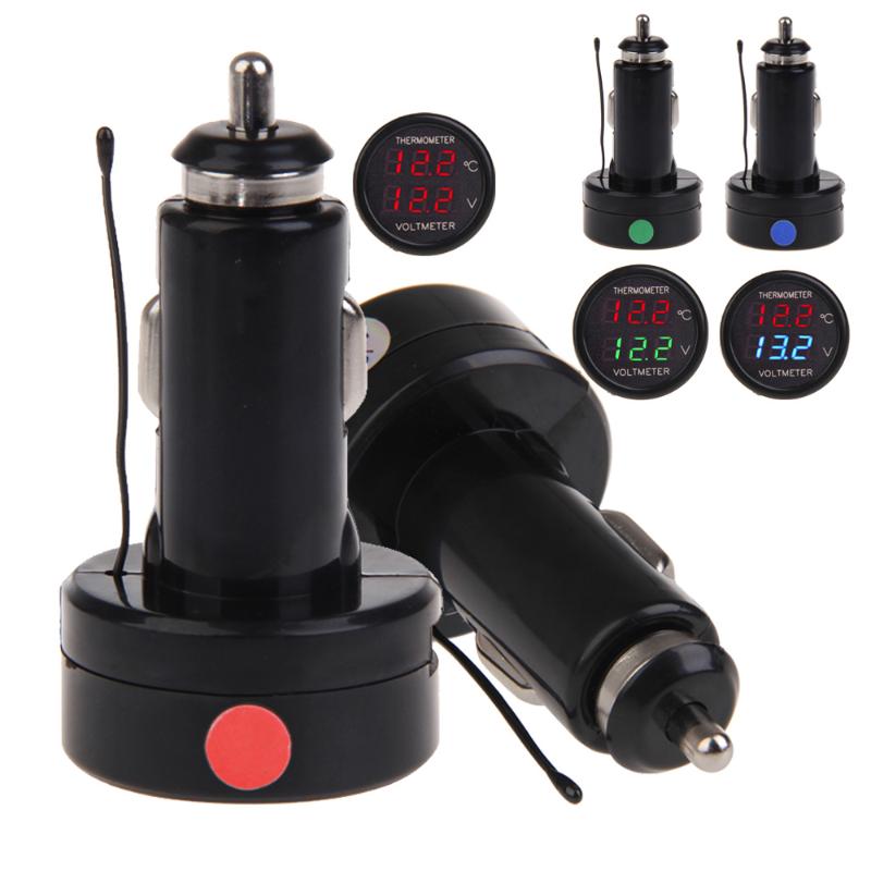 2 in 1 bilbatteri monitor voltmeter termometer röd... – Vicedeal