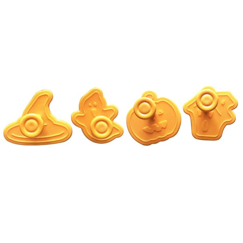 4 Stuks Halloween Cookie Cutters Cookie Stempel Biscuit Mold 3D Cookie Plunger Cutter Diy Bakvorm Bakvormen Cookie Gereedschap