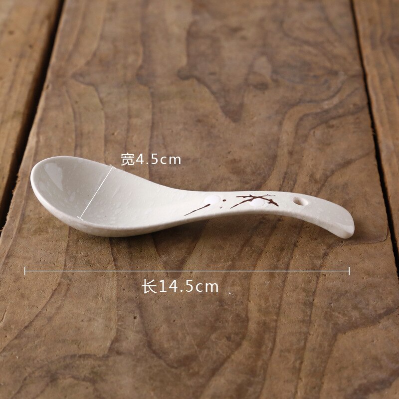 Cuchara de cerámica japonesa para pintar a mano, cuchara de porcelana para sopa, utensilio de cocina, herramienta creativa para agitar leche, vajilla: B