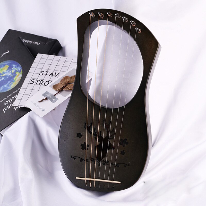 7-String Lier Harp Metalen Snaren Effen Mahonie Hout String Instrument met Draagtas en usermanual