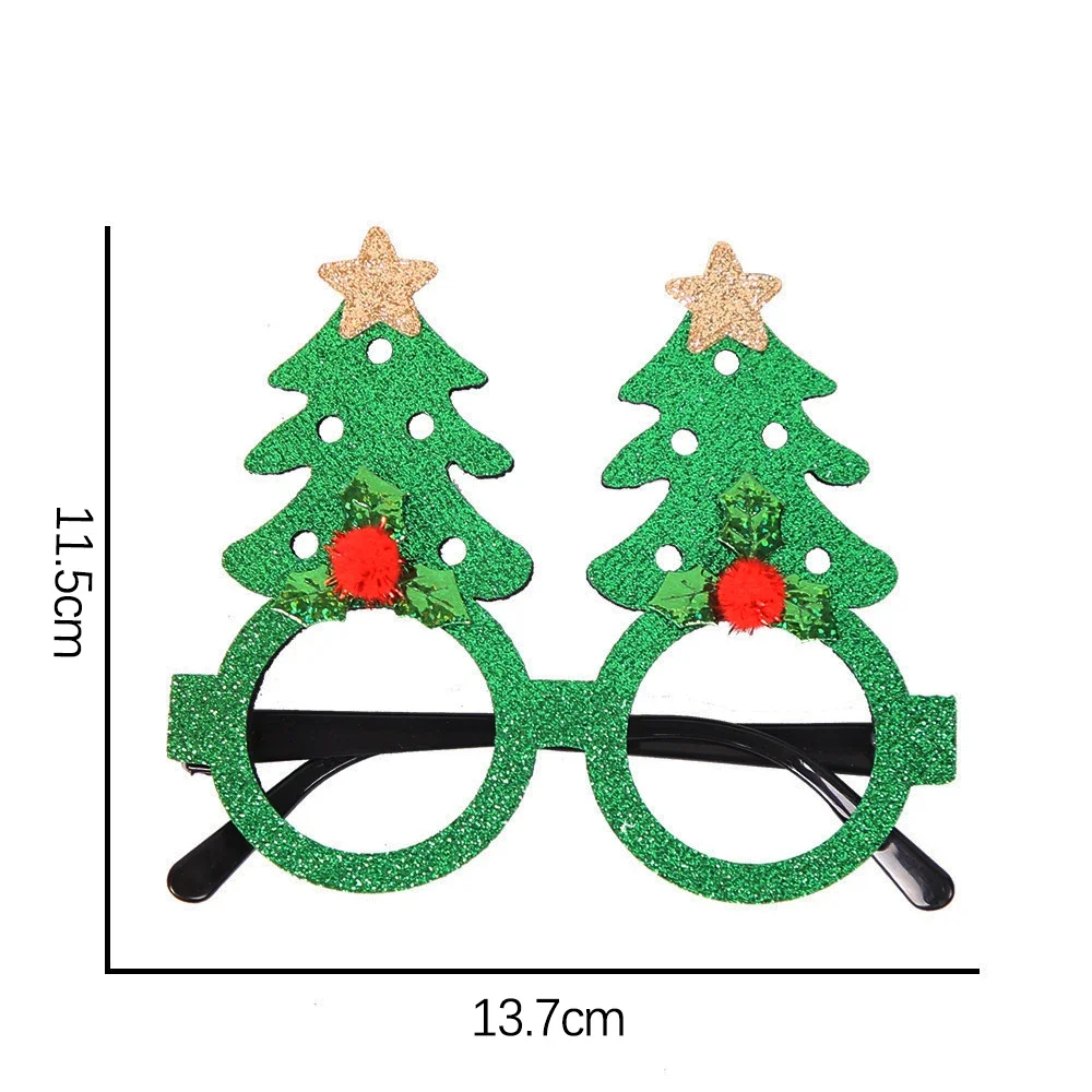 Okulary świąteczne Święty Mikołaj Choinka Bałblady Plastikowe okulary Prezent dla dzieci Boże Narodzenie impreza kieszonkowe dzieci Rekwizyty fotograficzne Dekoracje świąteczne: zielony