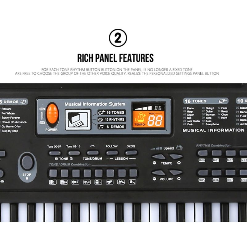 61 Key Music Electronic Keyboard Digital Piano Organ with Microphone