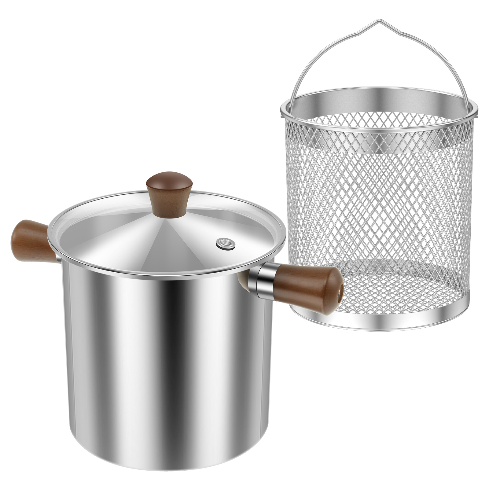 Cooking Pot Deep Fryer Versatile Aluminum Fryer Pot with Basket and Lid Food Grade Deep Fryer Multifunctional Deep Frying Pot